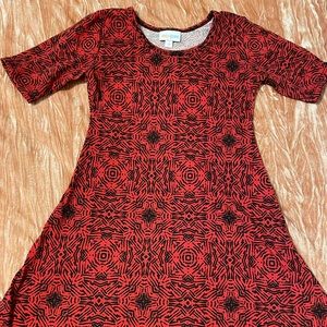 LulaRoe Adeline Dress Girls Size 8 Red & Black